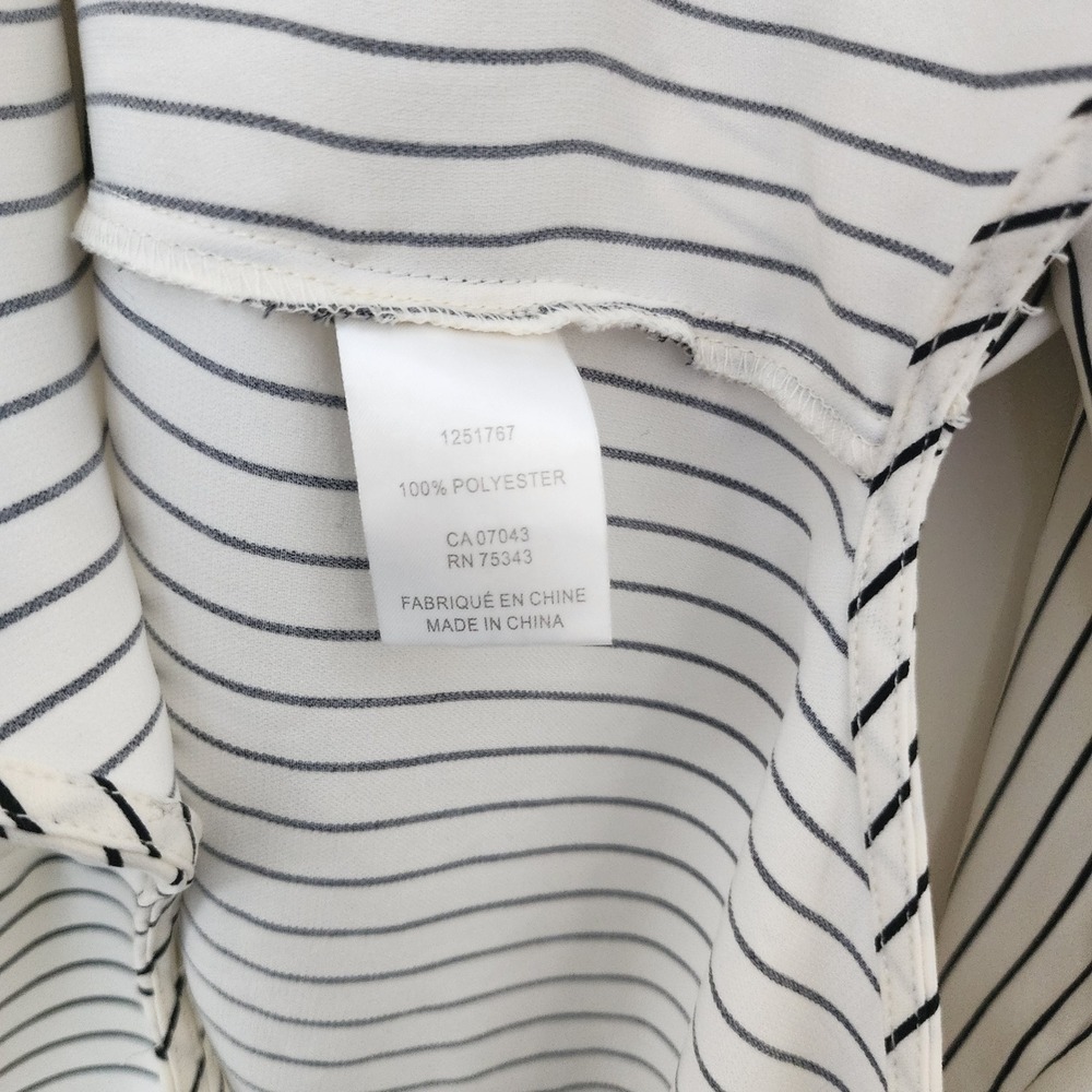 Rachel Zoe White Striped Button Down Top Long Sleeve L Office Preppy Luxury Chic - Picture 6 of 7